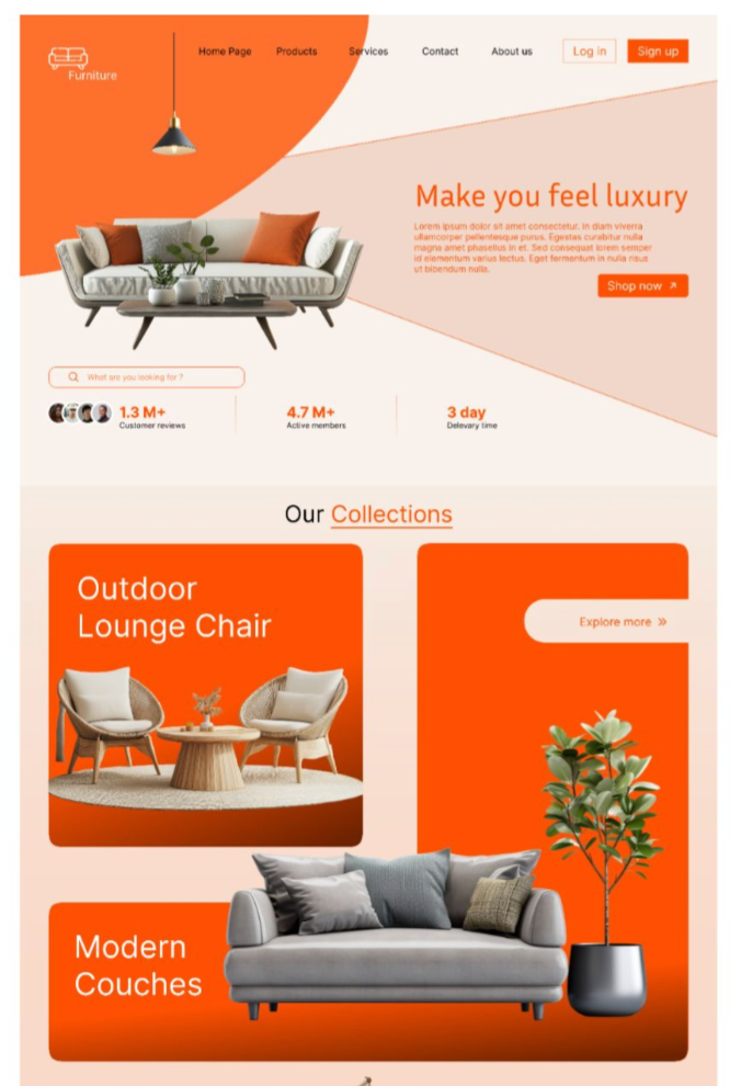 Landing Page Mockup - Modern Furniture Collections