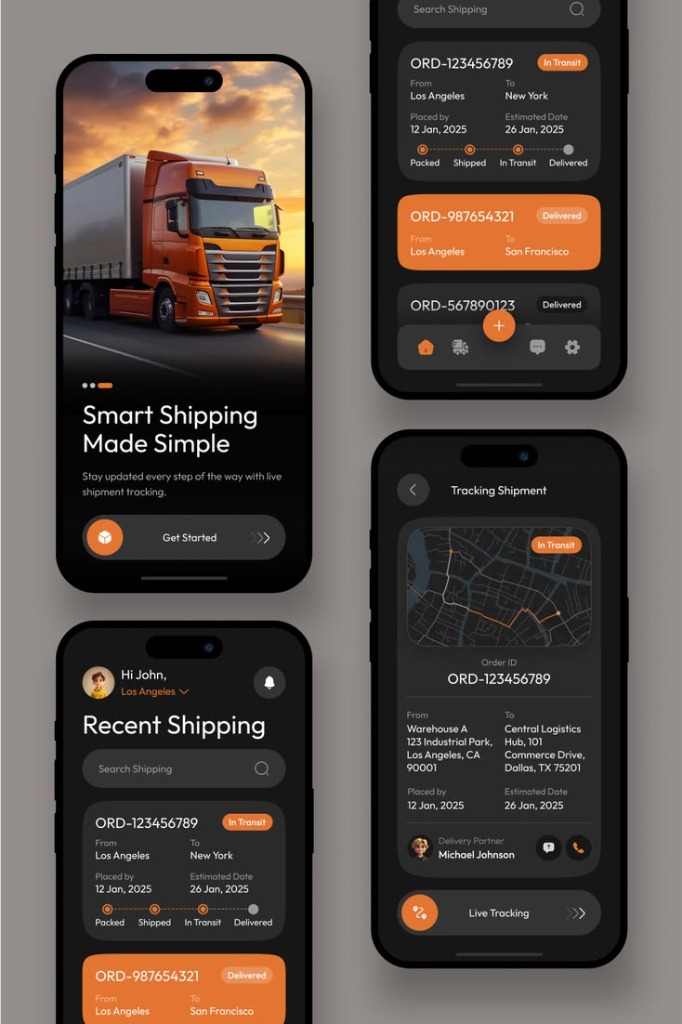 UI/UX Design Mockup - Smart Shipping App
